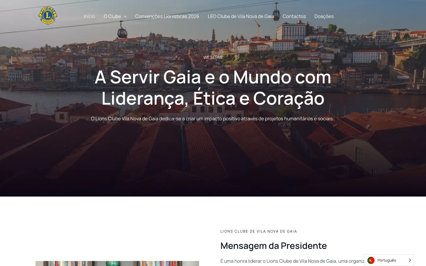 Lions Clube de Gaia — captura do website